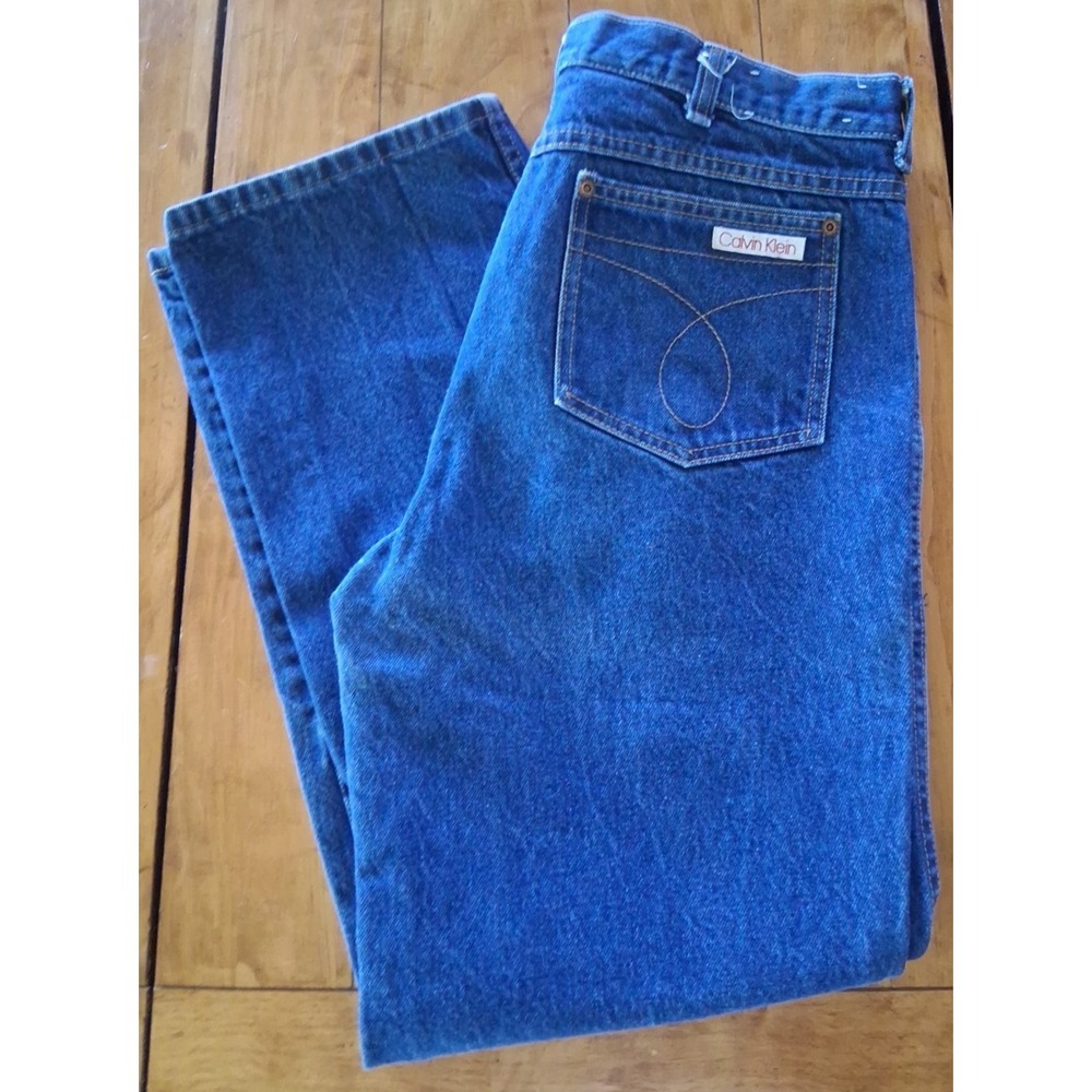 Y2K VTG Mens Calvin Klein Super Size Wide Leg Baggy Jeans Blue 34x28 actual
